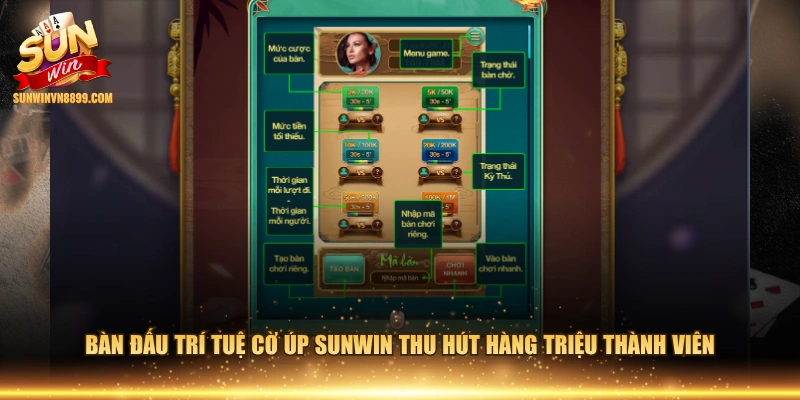 Bàn đấu trí tuệ Cờ Úp SUNWIN thu hút hàng triệu thành viên
