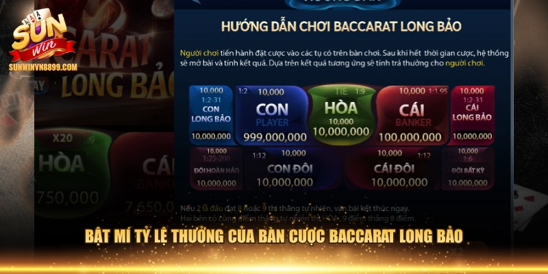 Bật mí tỷ lệ thưởng của bàn cược Baccarat Long Bảo