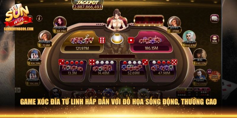 Game Xóc Đĩa Tứ Linh hấp dẫn với đồ họa sống động, thưởng cao
