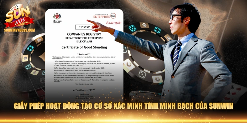 Giấy phép hoạt động tạo cơ sở xác minh tính minh bạch của SUNWIN