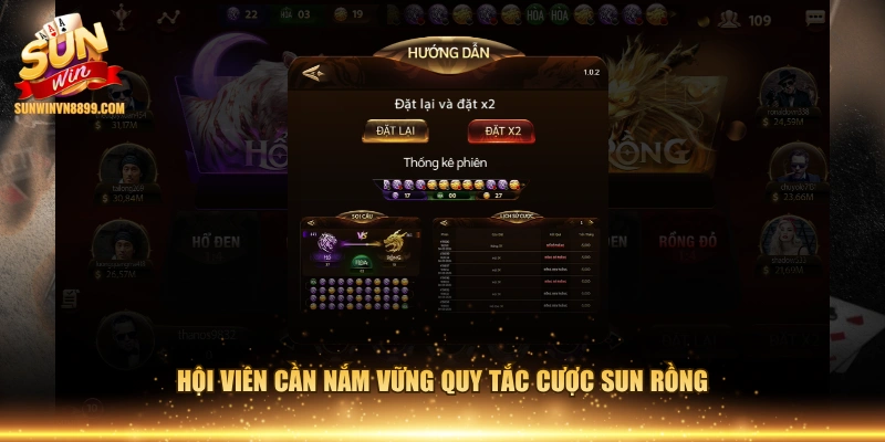 Hội viên cần nắm vững quy tắc cược Sun rồng