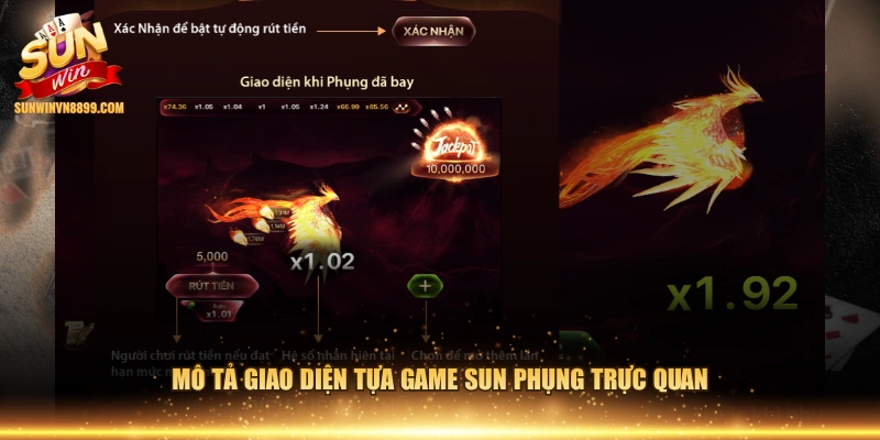 Mô tả giao diện tựa game sun phụng trực quan