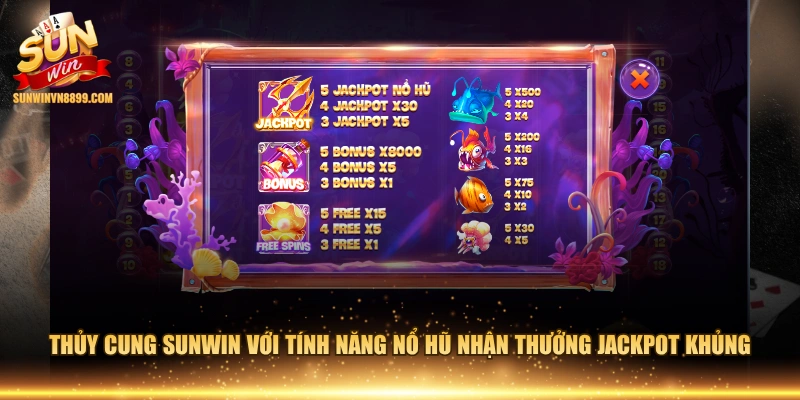 Thủy Cung SUNWIN với tính năng nổ hũ nhận thưởng Jackpot khủng